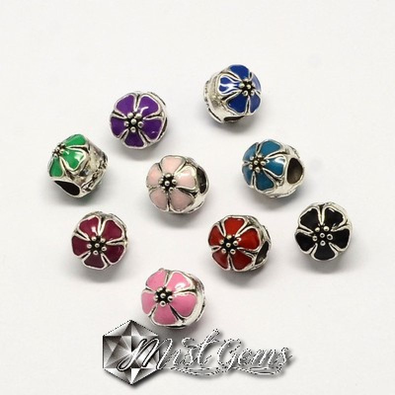 Margele Metalice cu Gaura Larga cu Email 10X11mm