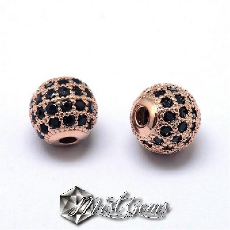 Margele Auriu-Roz Placate cu Cubic Zirconia -8mm-1 buc.