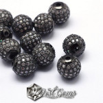 Margele Gunmetal Placate cu Cubic Zirconia -8mm-1 buc.