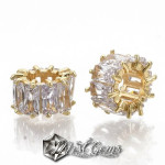Rondele Alama Placate cu Aur 18k si Cubic Zirconia cu Gaura Larga -1 buc.
