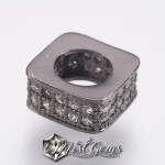 Margele Patrate cu Gaura Larga cu Cubic Zirconia -7.5mm-1 buc.
