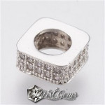 Margele Patrate cu Gaura Larga cu Cubic Zirconia -7.5mm-1 buc.