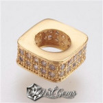 Margele Patrate cu Gaura Larga cu Cubic Zirconia -7.5mm-1 buc.