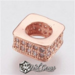 Margele Patrate cu Gaura Larga cu Cubic Zirconia -7.5mm-1 buc.