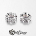 Rondele Argintii Placate cu Cubic Zirconia cu Gaura Larga 8X3mm-1 buc.