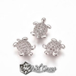 Margele "Broasca Testoasa"Argintii Placate cu Cubic Zirconia -11mm-1 buc.
