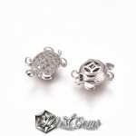 Margele "Broasca Testoasa"Argintii Placate cu Cubic Zirconia -11mm-1 buc.