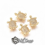 Margele "Broasca Testoasa"Aurii Placate cu Cubic Zirconia -11mm-1 buc.