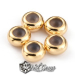 Rondele Aurii din Alama cu Cauciuc Siliconic in Interior Placate cu Aur 24k-6X3mm-1 buc.