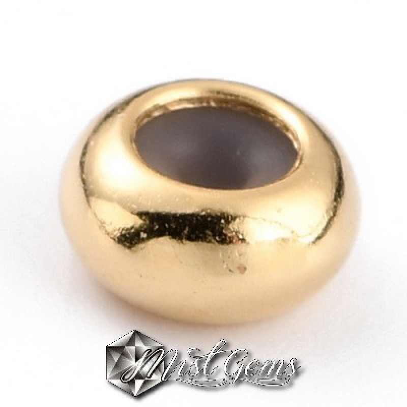 Rondele Aurii din Alama cu Cauciuc Siliconic in Interior Placate cu Aur 24k-6X3mm-1 buc.