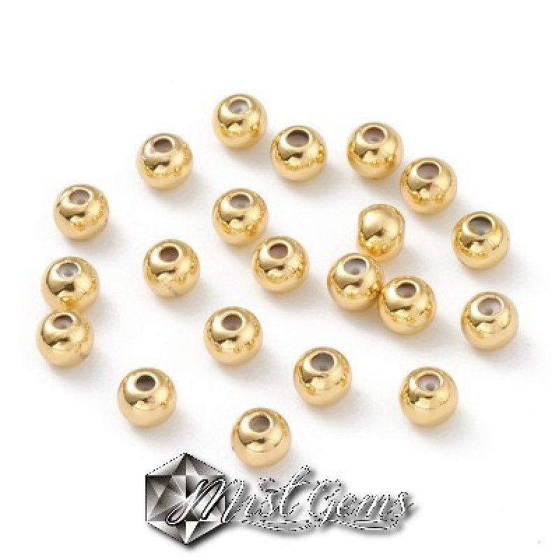 Margele Aurii din Alama cu Cauciuc Siliconic in Interior Placate cu Aur 24k-4X3mm-1 buc.
