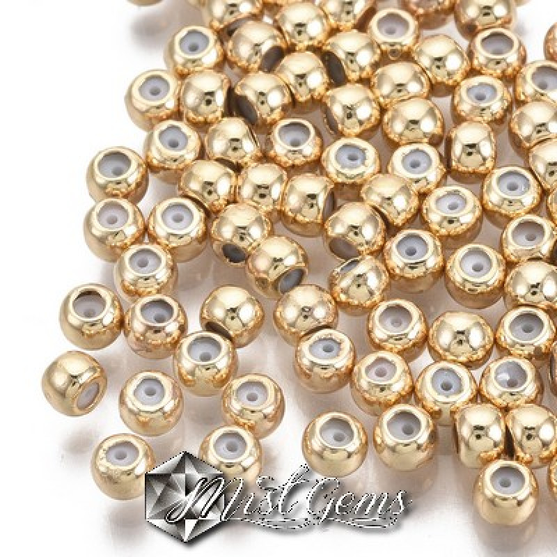 Margele Aurii din Alama cu Cauciuc Siliconic in Interior Placate cu Aur 24k-3X2.5mm-1 buc.