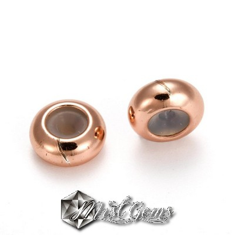 Rondele Aur Roz din Alama cu Cauciuc Siliconic in Interior-7X3.5mm-1 buc.