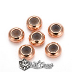 Rondele Aur Roz din Alama cu Cauciuc Siliconic in Interior-7X3.5mm-1 buc.
