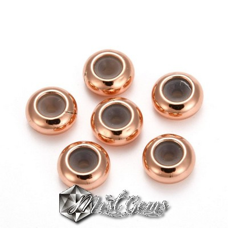 Rondele Aur Roz din Alama cu Cauciuc Siliconic in Interior-7X3.5mm-1 buc.