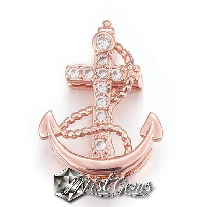 Slider Ancora Aur Roz Placat cu Cubic Zirconia-Pentru Banda 