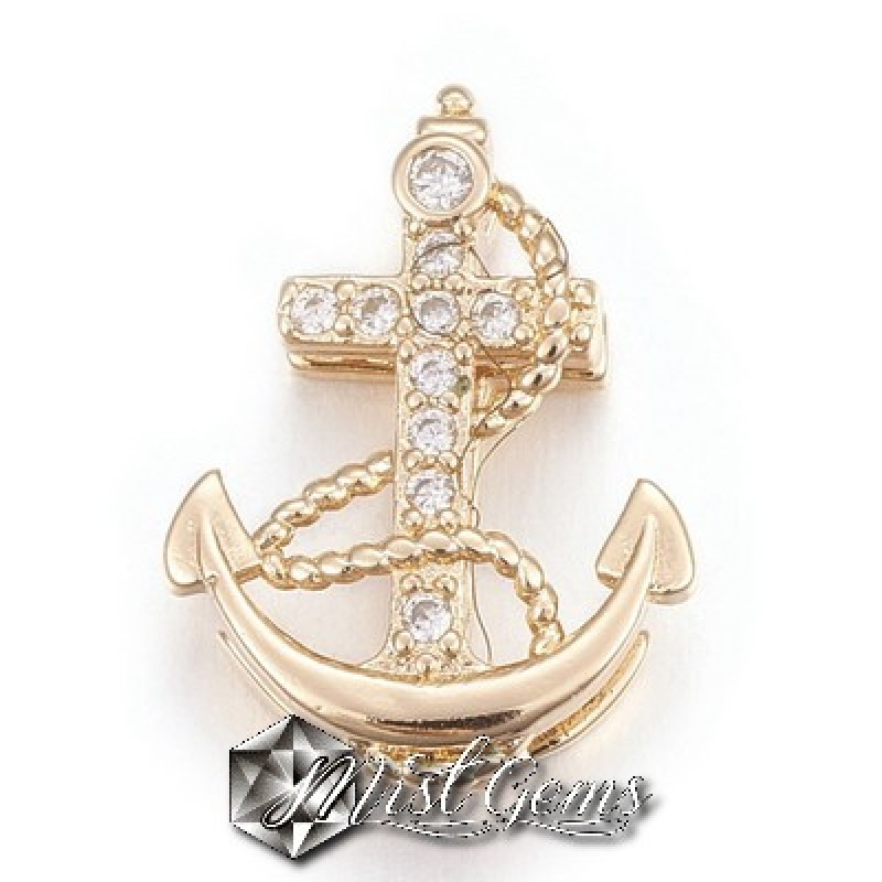 Slider Ancora Auriu Placat cu Cubic Zirconia-Pentru Banda 