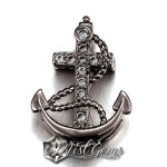 Slider Ancora Negru Placat cu Cubic Zirconia-Pentru Banda