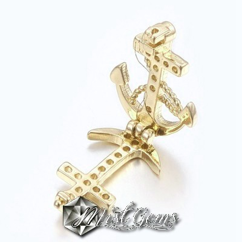 Slider Ancora Auriu Placat cu Cubic Zirconia-Pentru Banda 