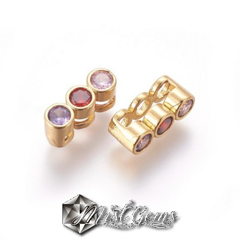 Slider Auriu Placat cu Cubic Zirconia Colorate-Pentru Banda 