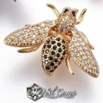 Slider Floare Aurie Placat cu Cubic Zirconia-Pentru Banda