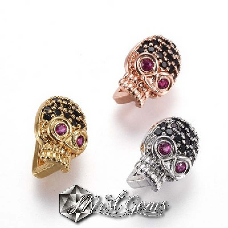 Slider Craniu Aur Roz Placat cu Cubic Zirconia-Pentru Banda 