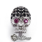 Slider Craniu Argintiu Placat cu Cubic Zirconia Pentru Banda