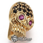 Slider Craniu Auriu Placat cu Cubic Zirconia-Pentru Banda