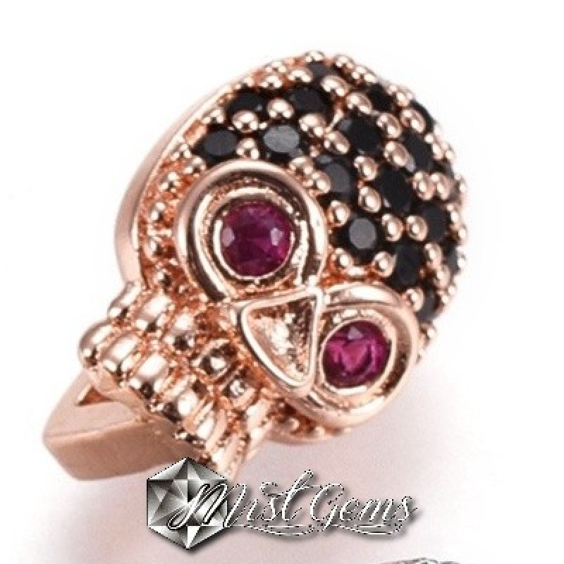 Slider Craniu Aur Roz Placat cu Cubic Zirconia-Pentru Banda 