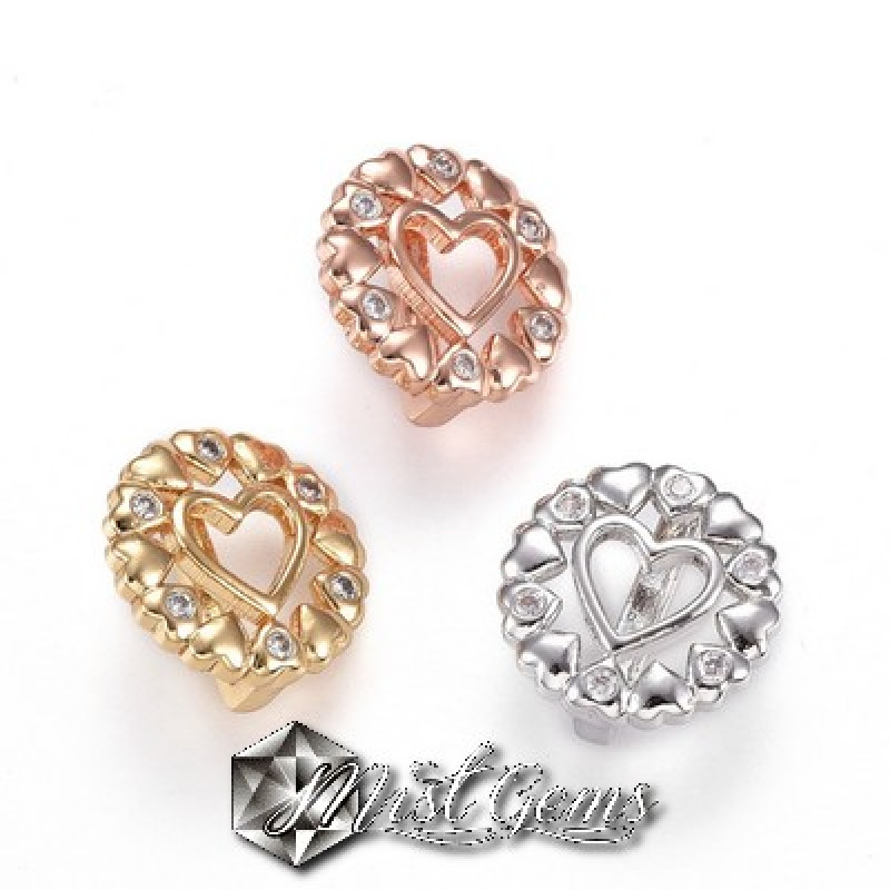 Slider Inima Aur Roz Placat cu Cubic Zirconia-Pentru Banda 