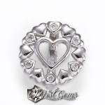 Slider Inima Argintiu Placat cu Cubic Zirconia-Pentru Banda