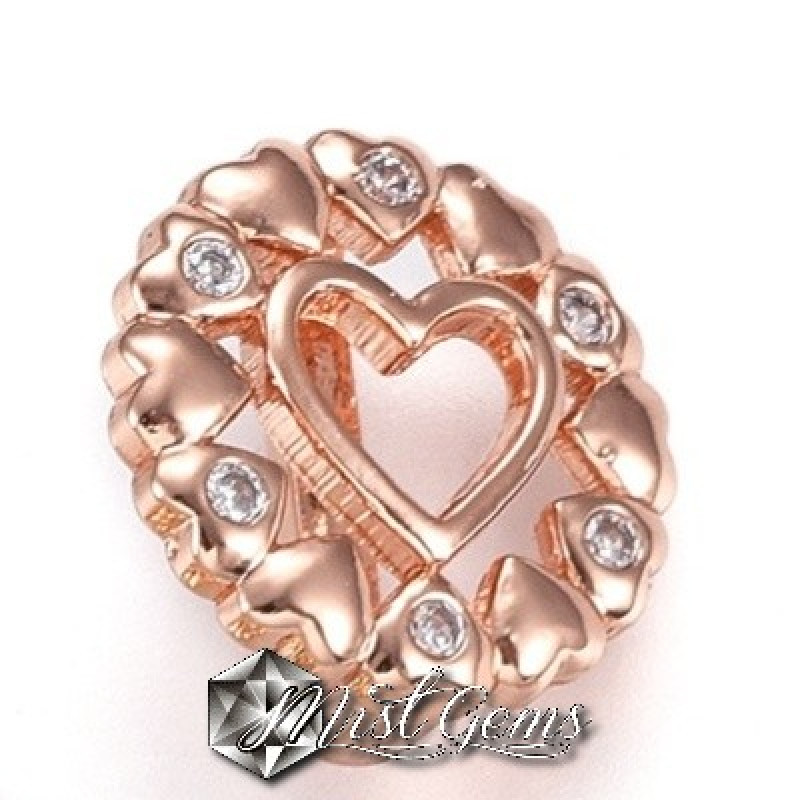 Slider Inima Aur Roz Placat cu Cubic Zirconia-Pentru Banda 