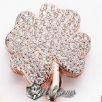 Slider Trifoi Aur Roz Placat cu Cubic Zirconia Pentru Banda
