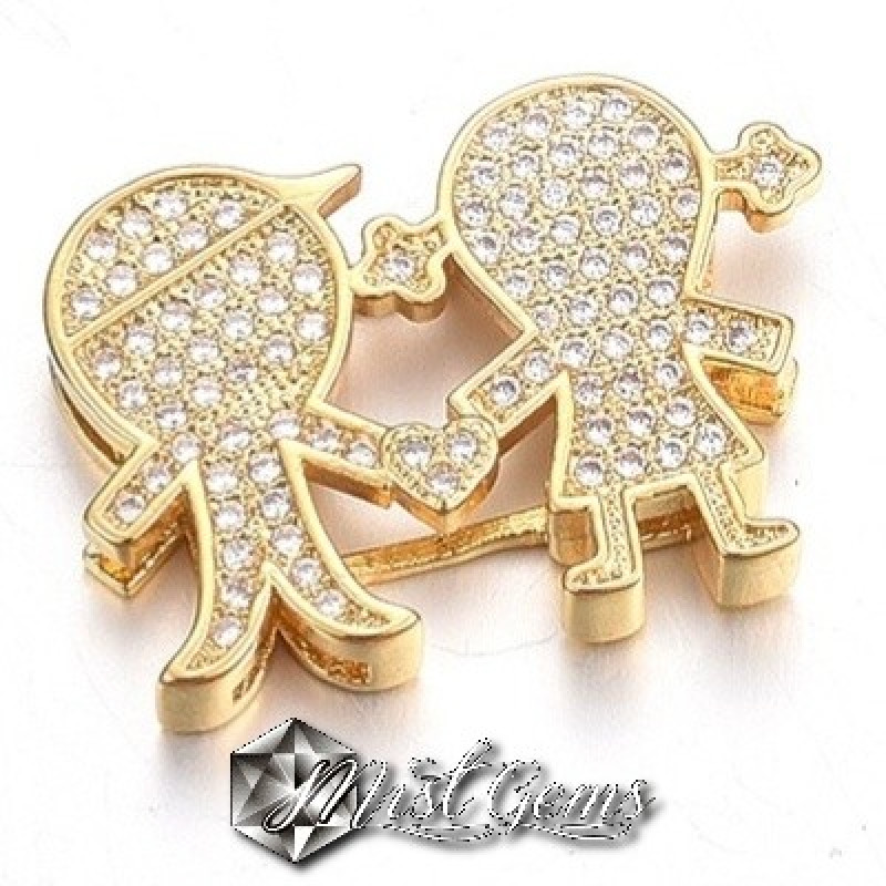 Slider Copii Auriu Placat cu Cubic Zirconia Pentru Banda 