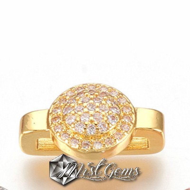 Slider Buton Auriu Placat cu Cubic Zirconia-Pentru Banda 