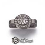 Slider Buton Negru Placat cu Cubic Zirconia-Pentru Banda