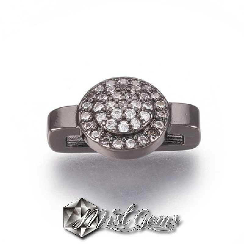 Slider Buton Negru Placat cu Cubic Zirconia-Pentru Banda 