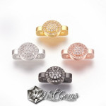 Slider Buton Argintiu Placat cu Cubic Zirconia-Pentru Banda
