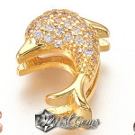 Slider Delfin Auriu Placat cu Cubic Zirconia-Pentru Banda