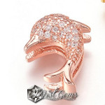 Slider Delfin Aur Roz Placat cu Cubic Zirconia-Pentru Banda