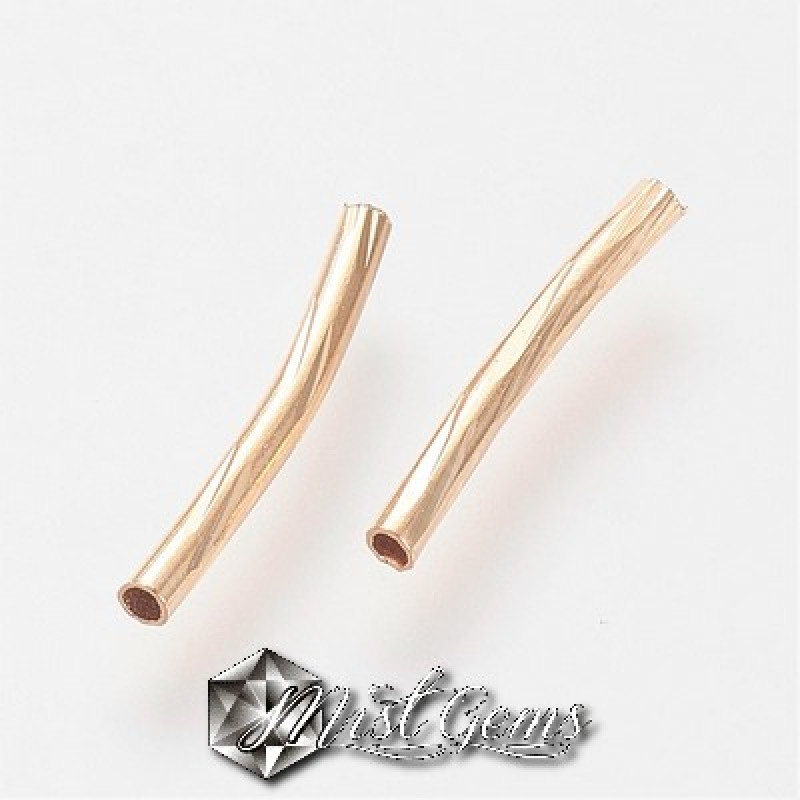 Margele Tubulare Placate cu Aur 15x1.5mm -10 buc