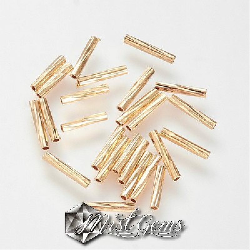 Margele Tubulare Placate cu Aur 8.5x1.5mm -10 buc