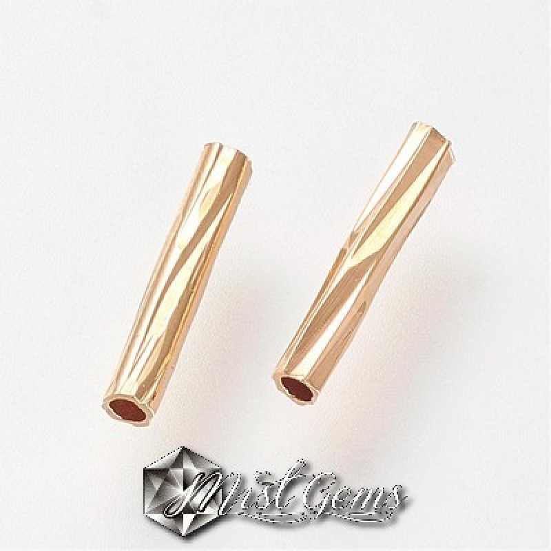 Margele Tubulare Placate cu Aur 8.5x1.5mm -10 buc