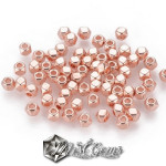 Margele Metalice Cub Fatetat-Aur Roz-3mm-20 buc.