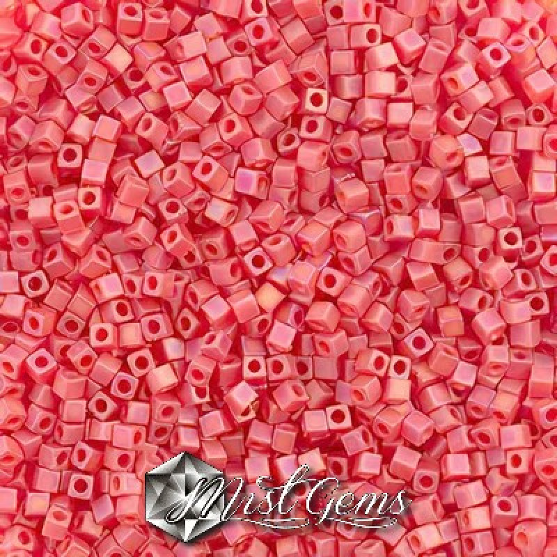 Miyuki Square Beads SBS0140FR Matted Transparent Light Red AB