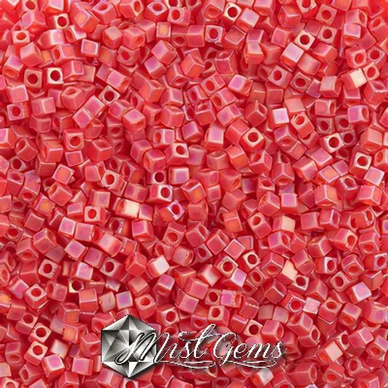 Miyuki Square Beads SBS0141FR Matted Transparent Red AB
