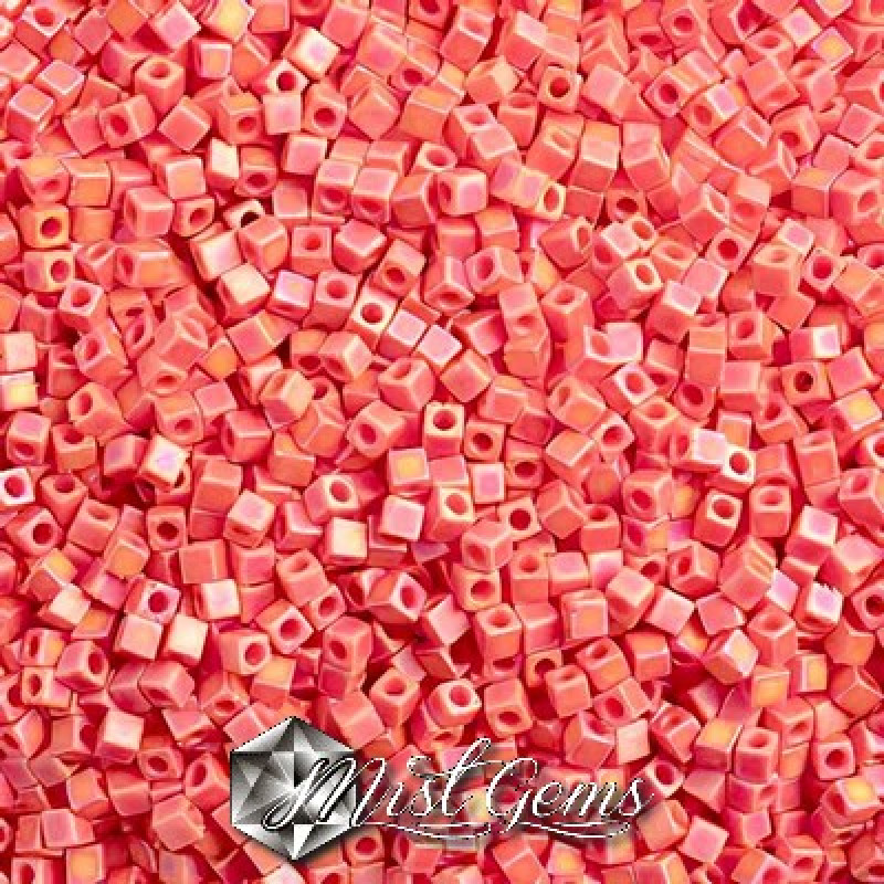Miyuki Square Beads SBS0407FR Opaque Red Matted AB-1.8mm