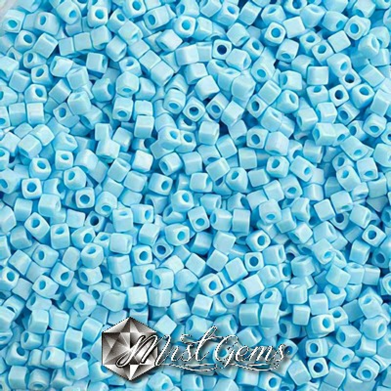 Miyuki Square Beads SBS0413FR Opaque Turquoise Blue Matted AB-1.8mm