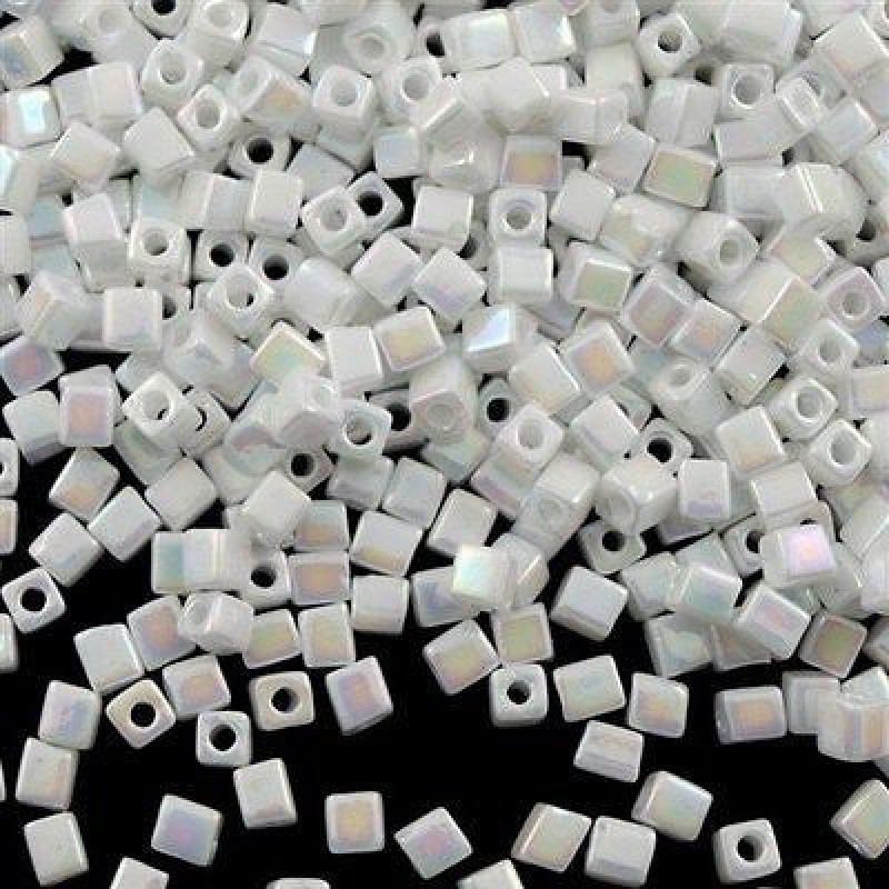 Miyuki Square Beads SBS0471 White Opaque AB-1.8mm