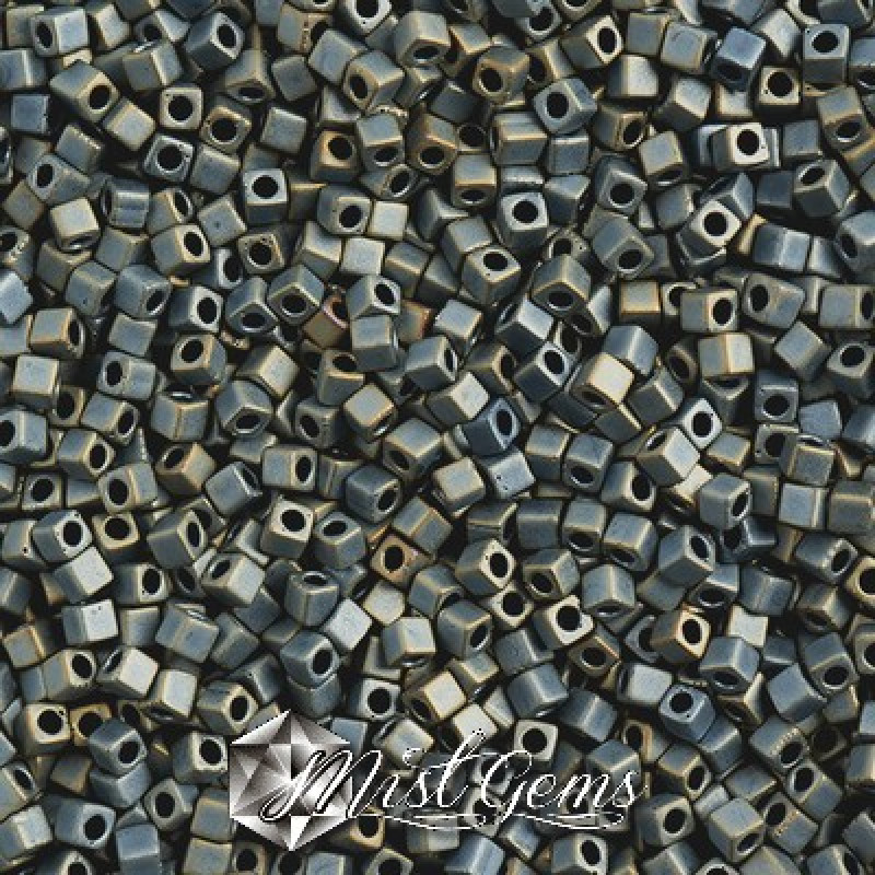 Miyuki Square Beads SBS2002 Matted Metallic Silver Grey-3mm